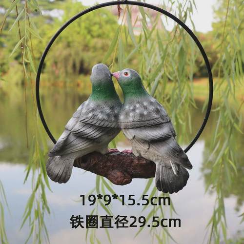 彷真鸽子情侣一对挂饰摆件树脂动物鸟雕塑模型庭院客厅花园装饰品