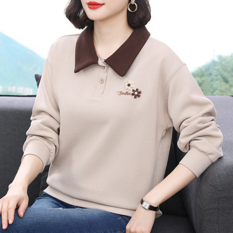 妈妈春装休闲女秋衣2025新款中老年人洋气宽松打底衫