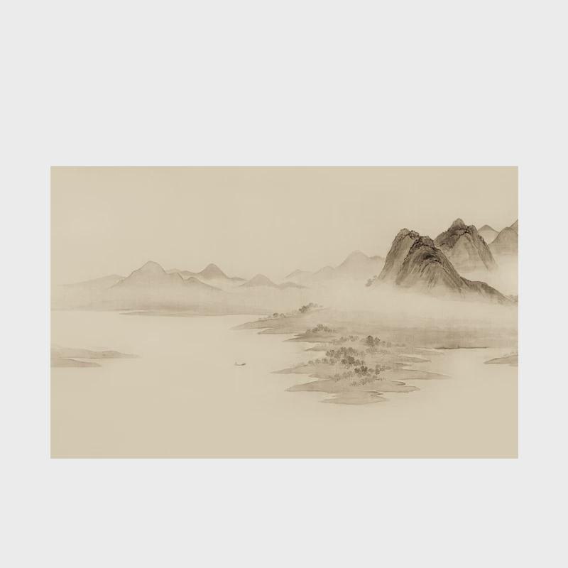 Y禊3新中式电视背景墙壁纸现代古典装饰客厅卧室无缝墙纸壁画影视