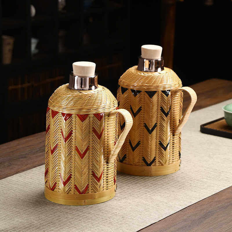 家用竹编保温壶中式复古老式暖水瓶暖壶酒店民宿别墅小暖壶热水瓶