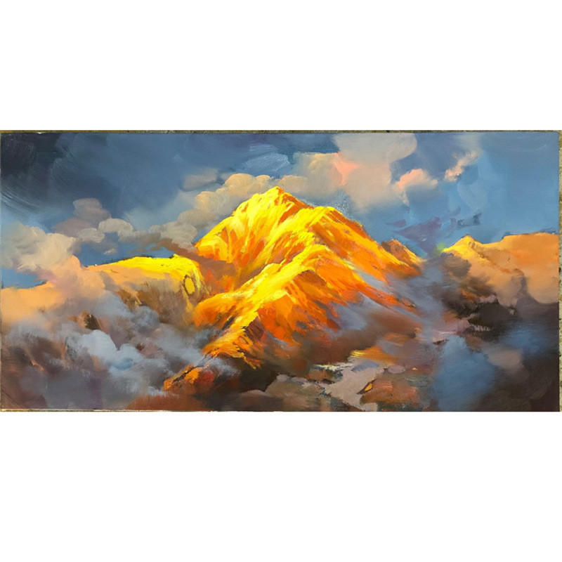 纯手绘金山风景油画客厅壁画美式沙发背景装饰画玄关餐厅壁挂画