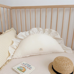 韩系圆柱少女心小清新荷叶花边饺子枕水洗棉靠背抱枕腰靠枕ins枕