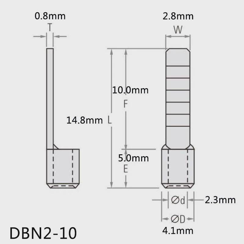 DBN2-10片形裸端头针形接线端子冷压紫铜压线插片接头快速连接器