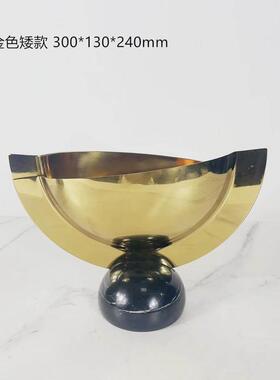 北欧创意亮面不锈钢大理石底座现代花器客厅电视柜干花花瓶摆件