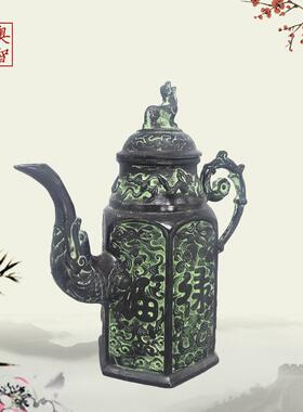 青铜器酒壶古代酒杯酒具门厅爵摆件仿古青铜酒杯父辛格子柜