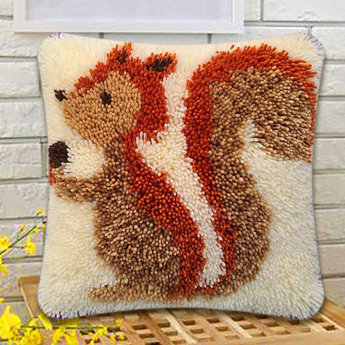 段段绣抱枕猫十字绣地毯绣段段绣毛线绣 猫头鹰松鼠diy图案