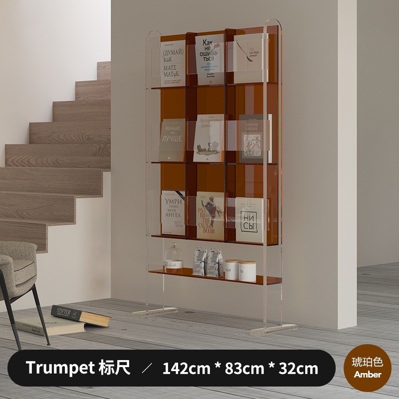 简易客厅落地阅读书架置物架亚克力展示架报刊收纳轻奢杂志架cd架