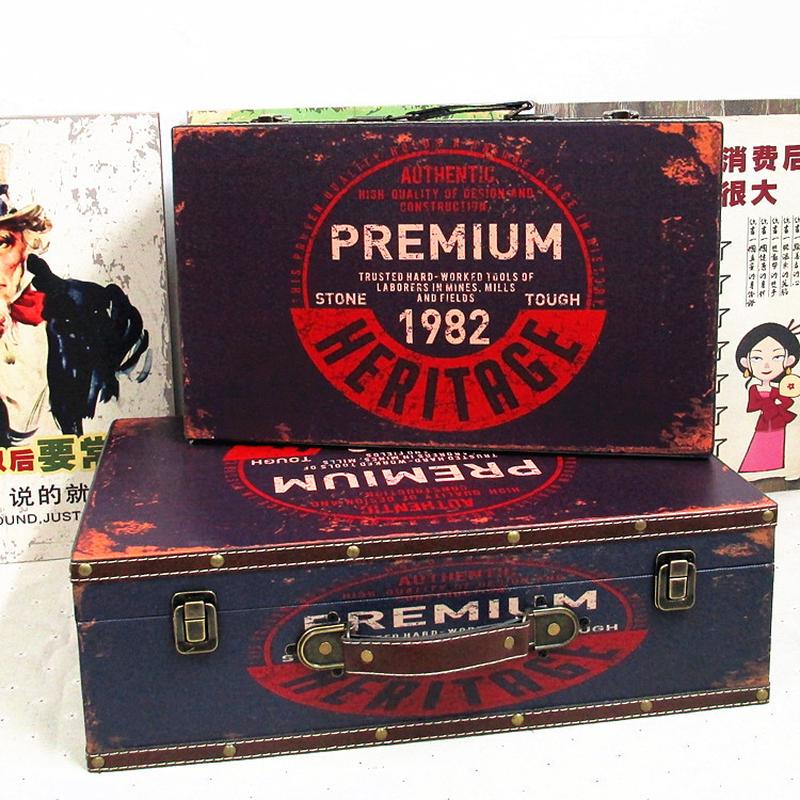 欧式手提箱复古展示仿古收纳箱做旧箱摄影道具橱窗木箱工艺箱