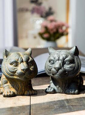 热销创意呆萌可爱生肖老虎小摆件纯手工家用桌面办公室雕塑工艺品