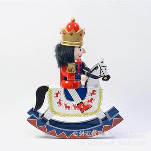 30cm木质胡桃夹子木偶摇马骑兵工艺品木质士兵创意摆件