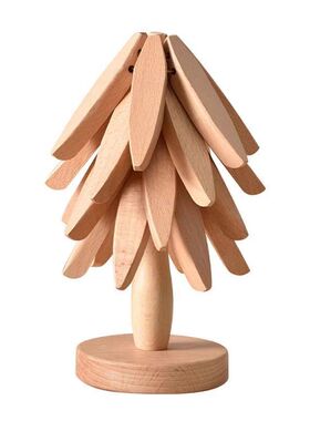 创意餐桌垫防烫耐高温锅垫杯垫摆件一棵树杯垫榉木实木隔热垫日式