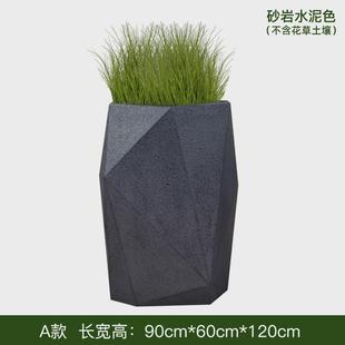 厂家创意菱形几何花瓶户外阳台绿植盆栽大号玻璃钢花盆落地摆件