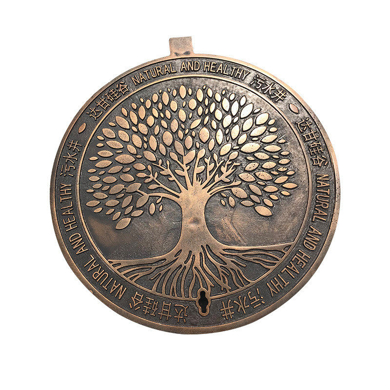 山西源盛球墨铸铁仿铜彩色艺术井盖专业设计按需定制市政供应盖板