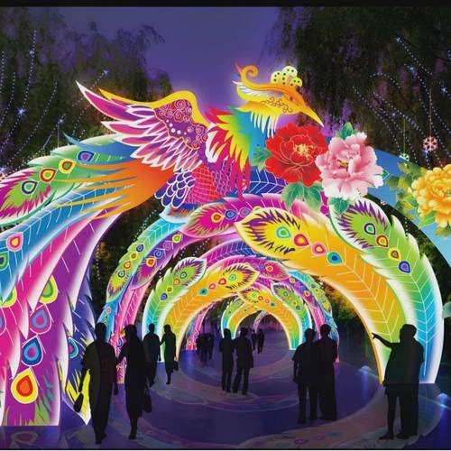 2025大型春节灯笼国潮鲤鱼龙灯造型街道通道户外灯光定制接装饰品