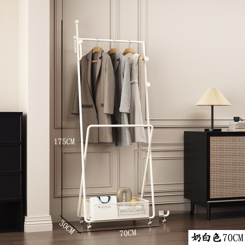 酒店民宿收纳挂衣架落地式卧室室内家用法式奶油风可移动衣帽架子