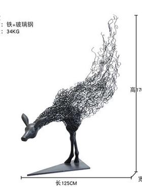 新款不锈钢仿真大堂北欧现代简约造型落地鹿摆件酒店雕塑艺术装饰