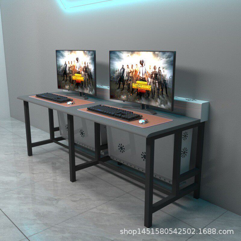 网吧网咖电竞酒店风冷台式一体带锁防盗机箱散热下置风道电脑桌