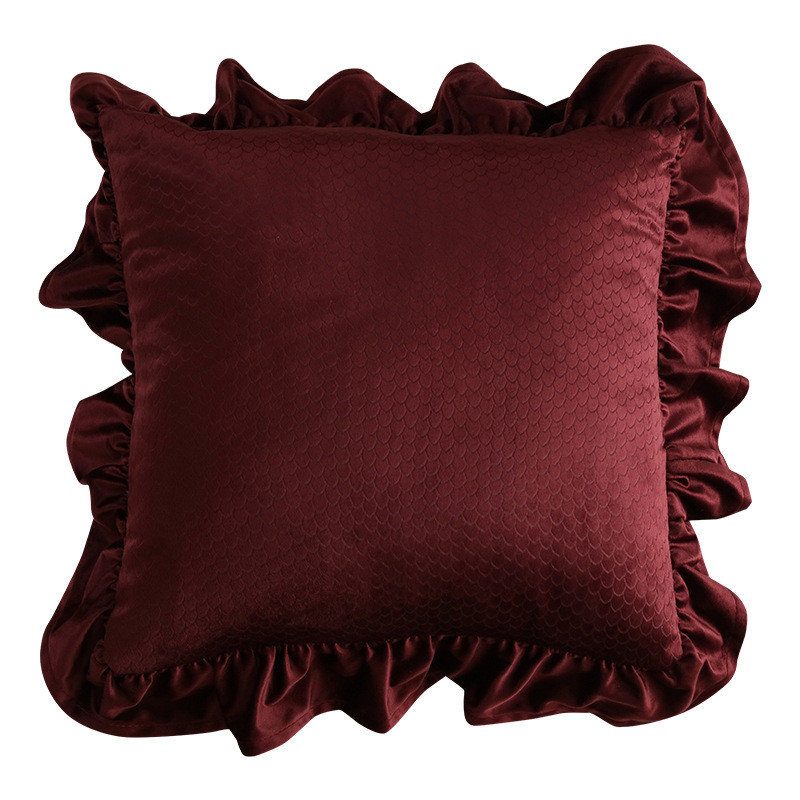 北欧沙发抱枕ins少女抱枕鱼鳞抱枕荷叶边提花家居软装靠垫套