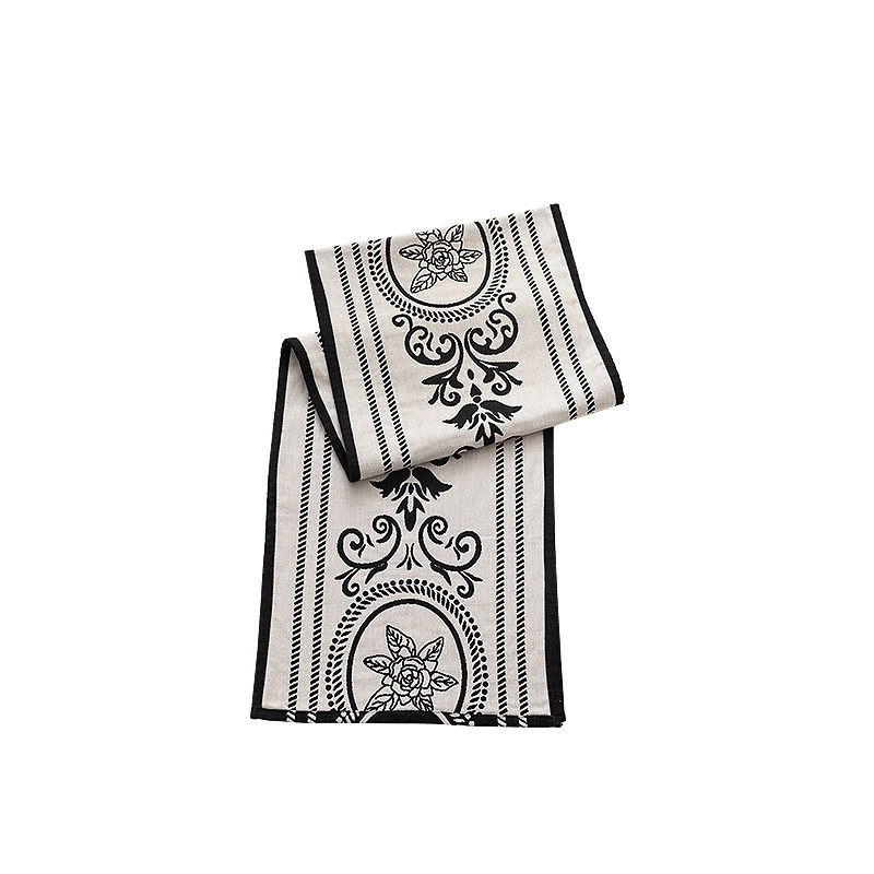 2U8K轻奢美式餐桌旗两面可用桌旗布桌布中间长条布艺茶几斗柜