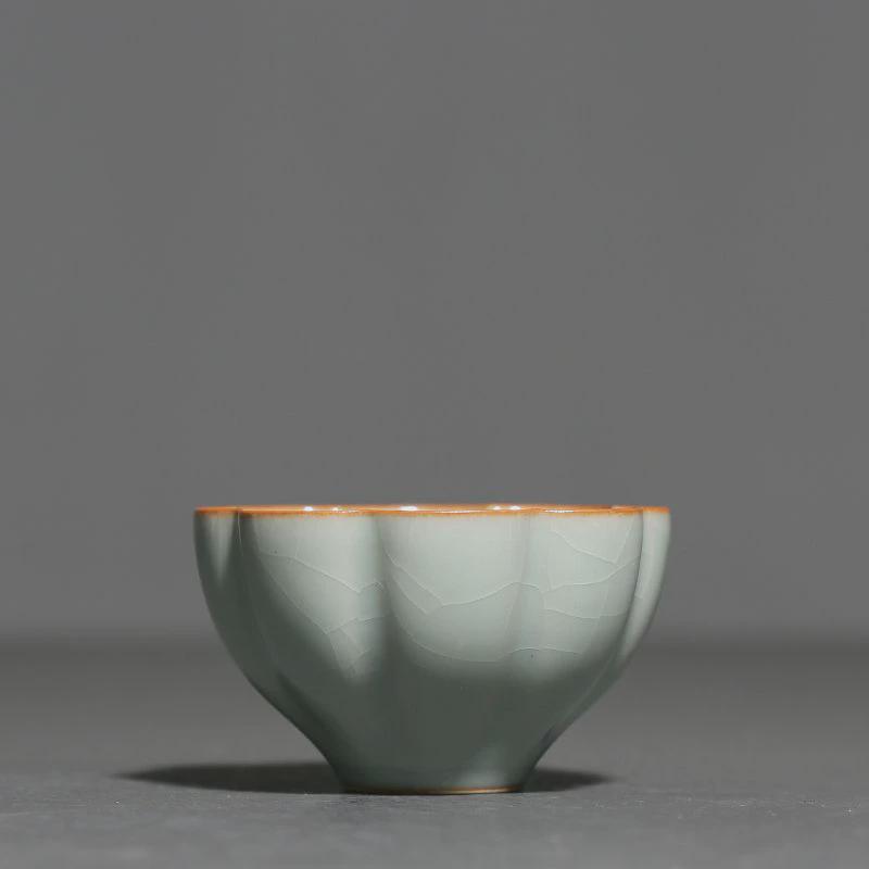 天青汝窑功夫品茗杯家用陶瓷茶杯开片可养主人杯单杯功夫茶具