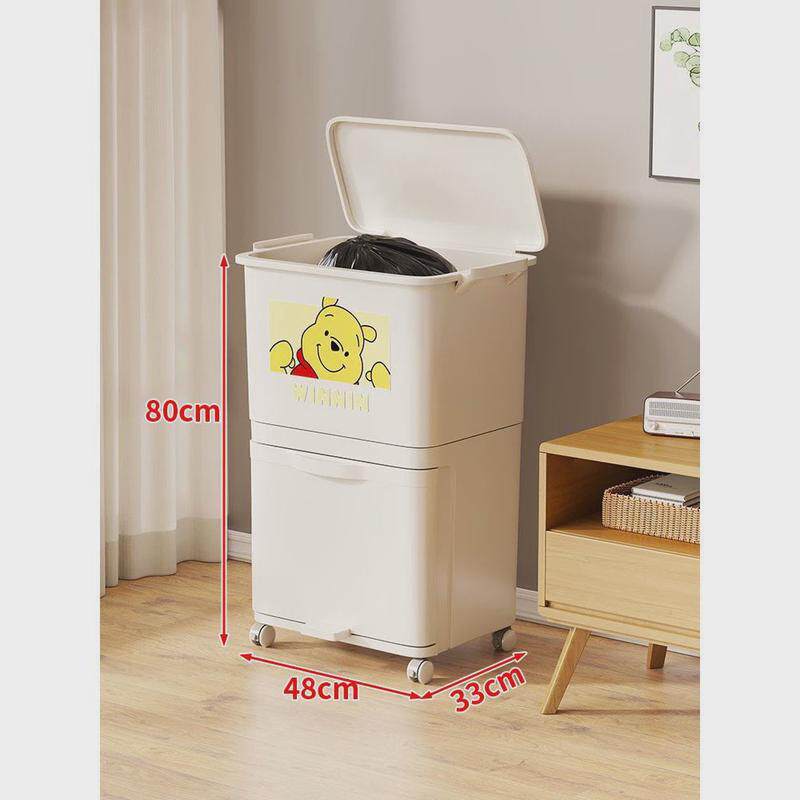 家用可带轮垃圾桶移动家用卧室卫生间厕所带盖轻高颜值带内桶