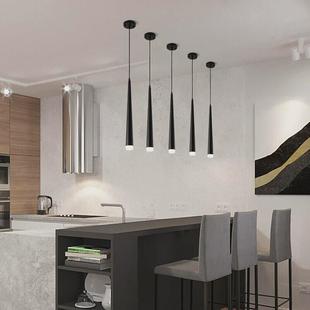 现代简约led楼梯间长吊灯复式楼黑色长吊灯餐厅吧台床头小吊灯具