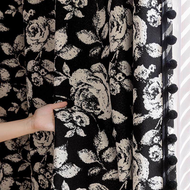 法式赫本风阳台浪漫高遮光窗帘黑白轻奢卧室门帘复古布帘飘窗半帘,居家布艺,成品窗帘,淘宝优惠券,粉丝福利购,淘宝优惠卷