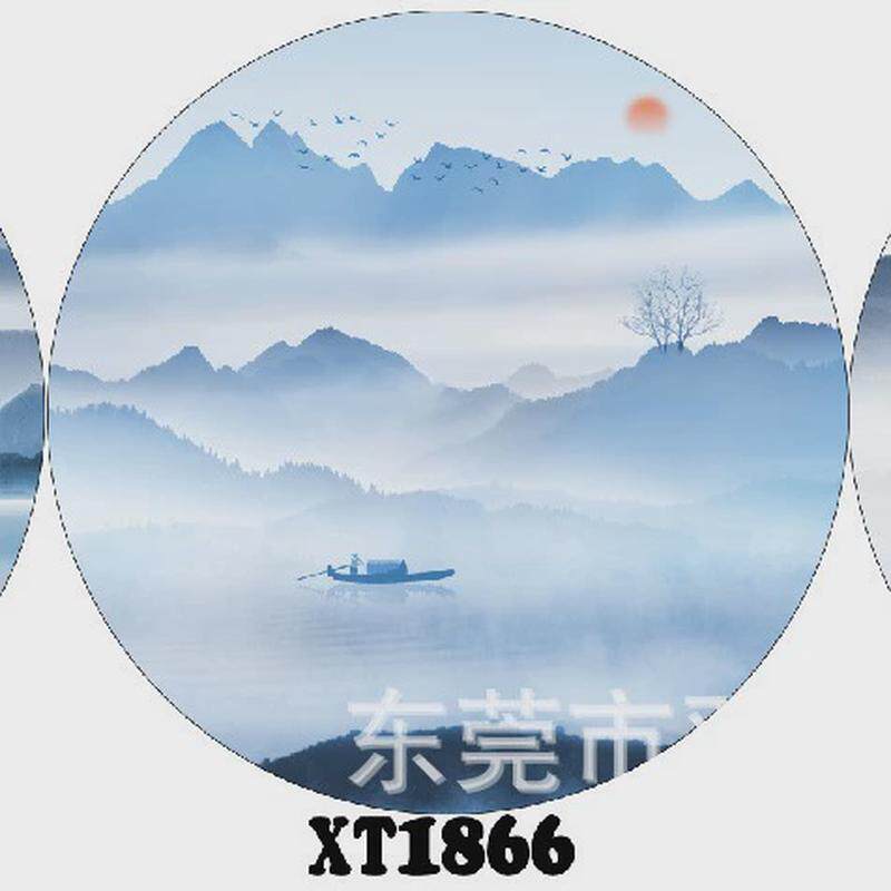 双面半透明纱画超大幅宽乔其纱婚礼古风国潮影楼字画卷帘吊顶挂帘