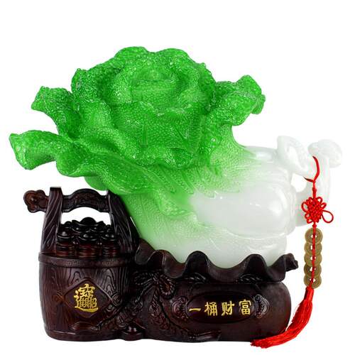 大德仁一桶财富白菜摆件家居装饰树脂工艺品店铺开业礼品