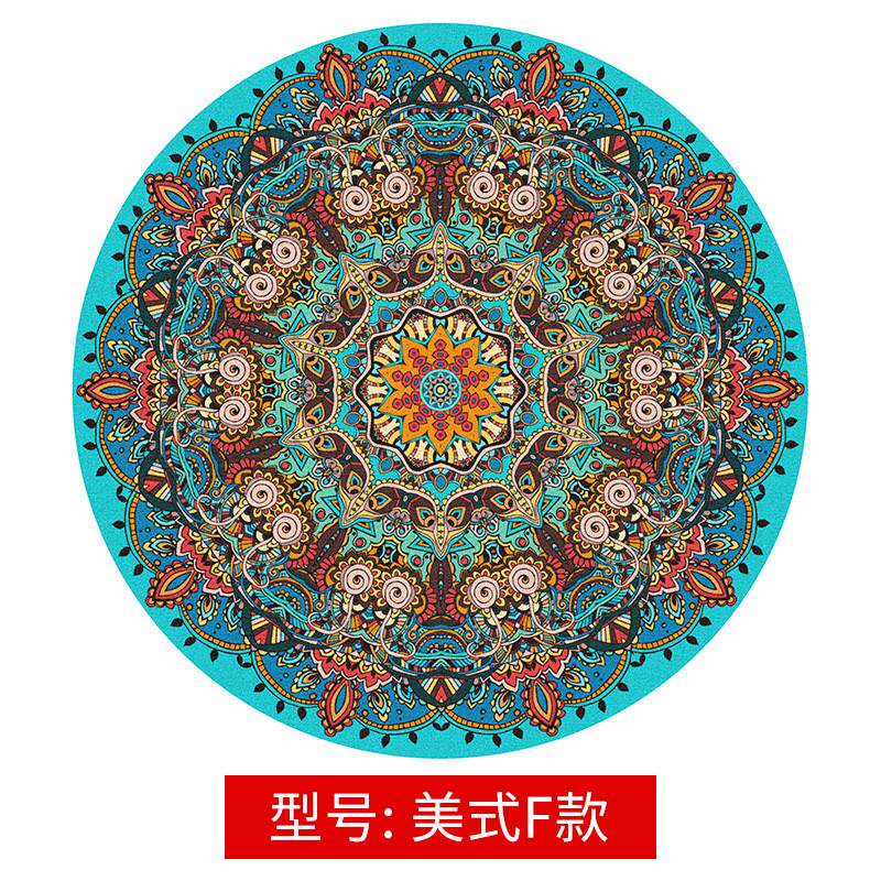 花圈轻奢圆形卧室床边地毯3d印欧美绒地垫家用客厅沙发茶几地毯