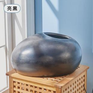 鹅暖石圆形镁泥盆球形花盆大号落地盆栽家居客厅网红花盆