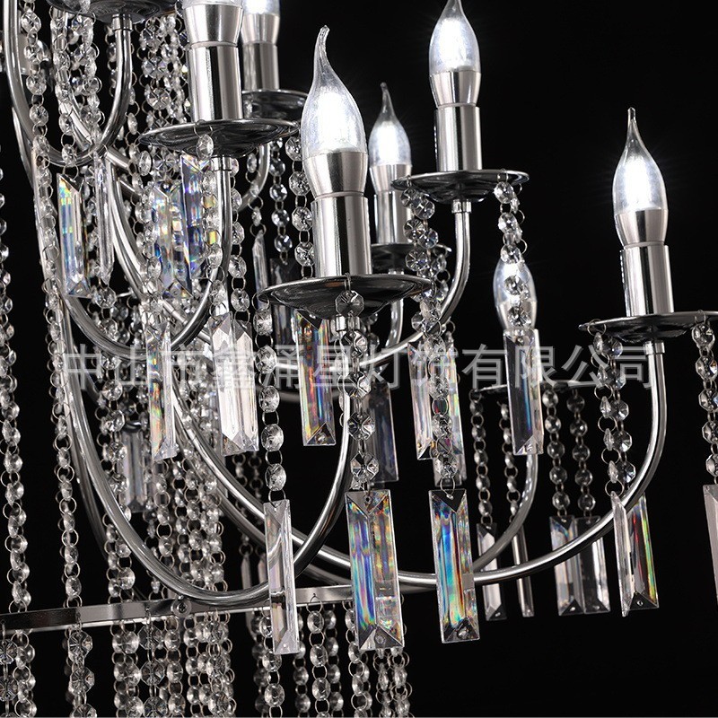 厂家直供新款欧式婚庆水晶珠帘铁艺婚庆布置道具吊顶金色装饰灯具