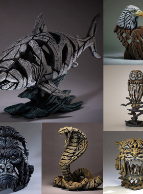 狮子动物雕像animaIscuIpture鲨鱼蛇蜥蜴猫头鹰雕像树脂工艺摆件