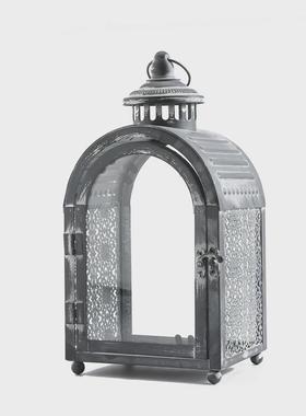 跨境复古铁艺玻璃烛台金属风灯家居装饰品工艺品摆件派对婚礼