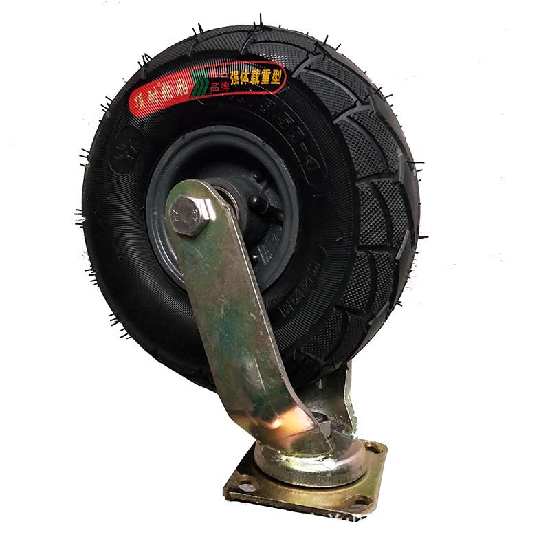 铸钢充气轮10寸350-4顶耐万向脚轮尼龙轮万向轮工业橡胶充气轮
