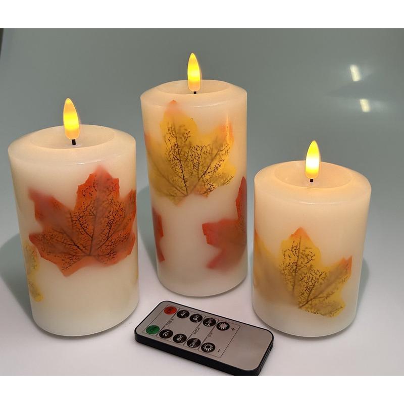 酒店枫叶仿真led电子蜡烛灯秋季万圣节感恩节厂家装饰遥控定时