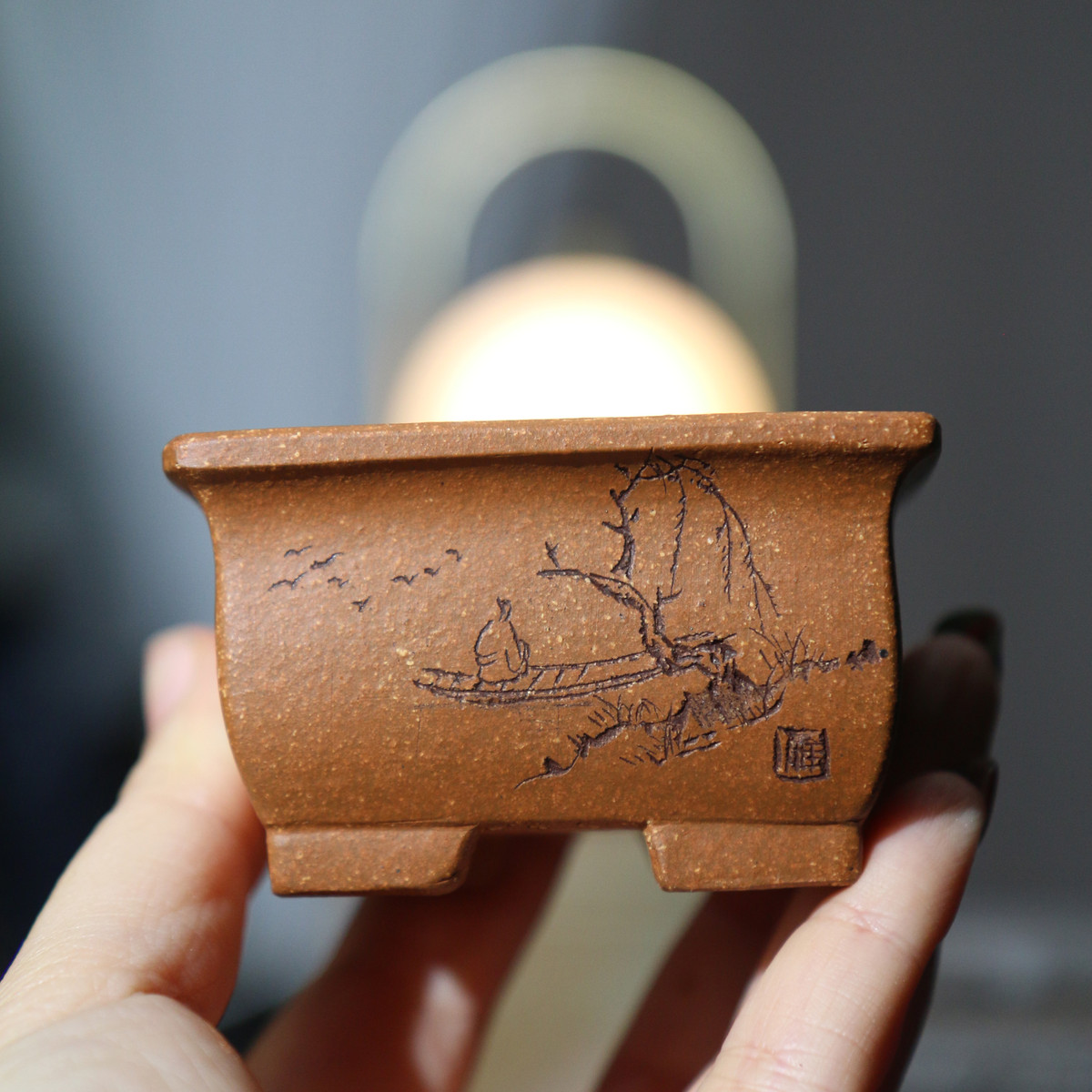 紫砂花盆长方形苏兵盆景盆特色盆桌面掌上盆栽微型小盆中国风古典