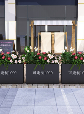 摆街道不锈钢花槽长方形花盆售楼部花广场z&户外铁艺花箱围栏室外