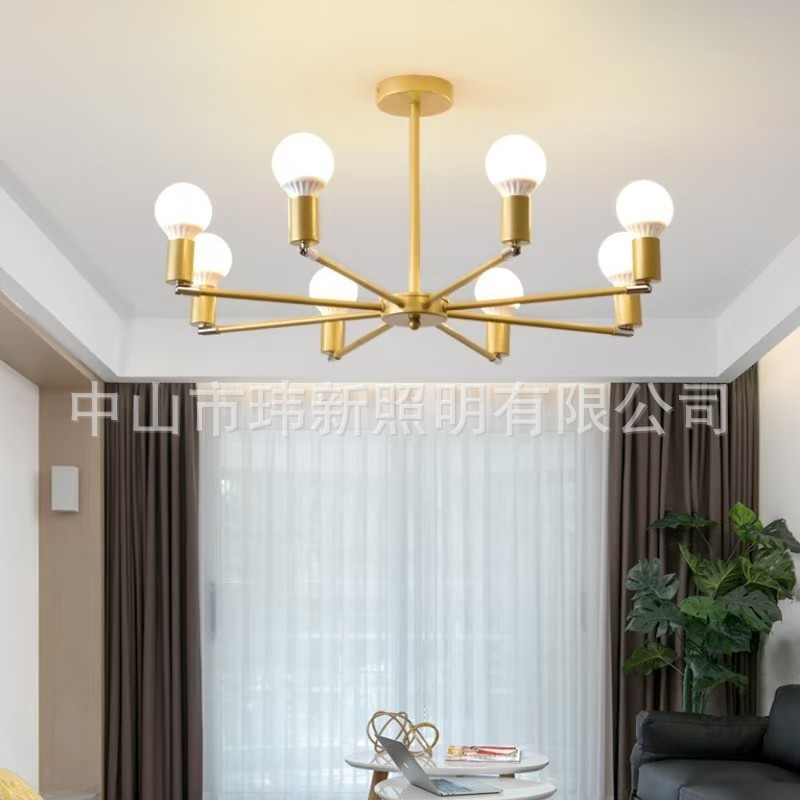 美式复古吊灯服装店酒吧loft客厅6头简约创意餐厅个性铁艺吸顶灯