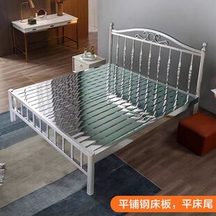 加厚加粗304不锈钢床出租房1米5双人床家用公寓床架1.2米公寓床