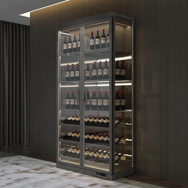 定制多功能客厅不锈钢恒温酒柜餐厅玻璃红酒展示柜常温不锈钢酒架