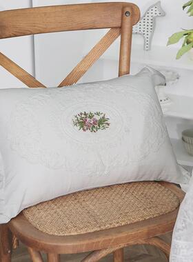 pk7j法式蕾丝抱枕全棉白色ins抱枕方靠枕腰枕美式靠垫沙发卧室枕