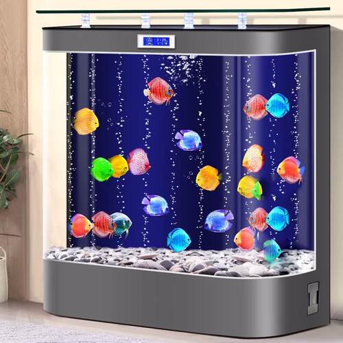 d！欧式双弧玻璃金鱼缸水族箱1.2米中大型客厅家用生态过滤