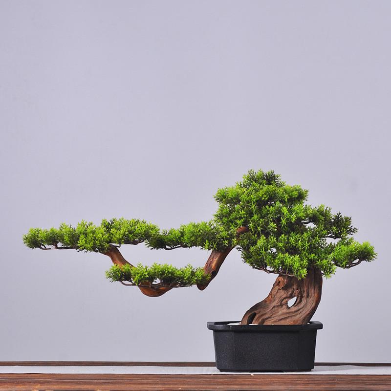 中式迎客松盆景摆件会所木质杜鹃根盆景家居玄关酒店创意软装饰品