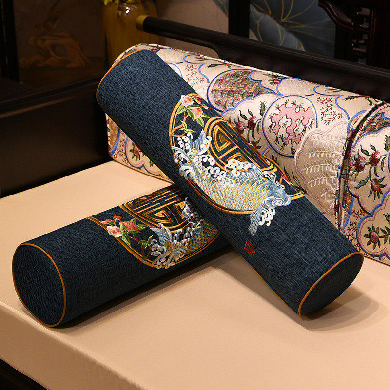 4r9z批发枕扶手枕红木沙发靠枕风亚麻刺绣长条枕贵妃新中式圆柱糖,居家布艺,靠垫/抱枕,淘宝优惠券,粉丝福利购,淘宝优惠卷