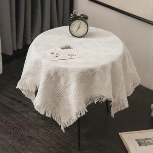 茶几垫桌布白色床头柜布罩长方桌书桌台布防尘圆桌新品 ins风日式