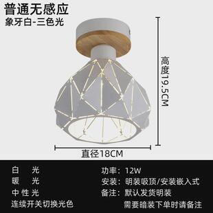 北欧简约智能光控人体感应灯家用过道入户玄关走廊阳台LED吸顶灯