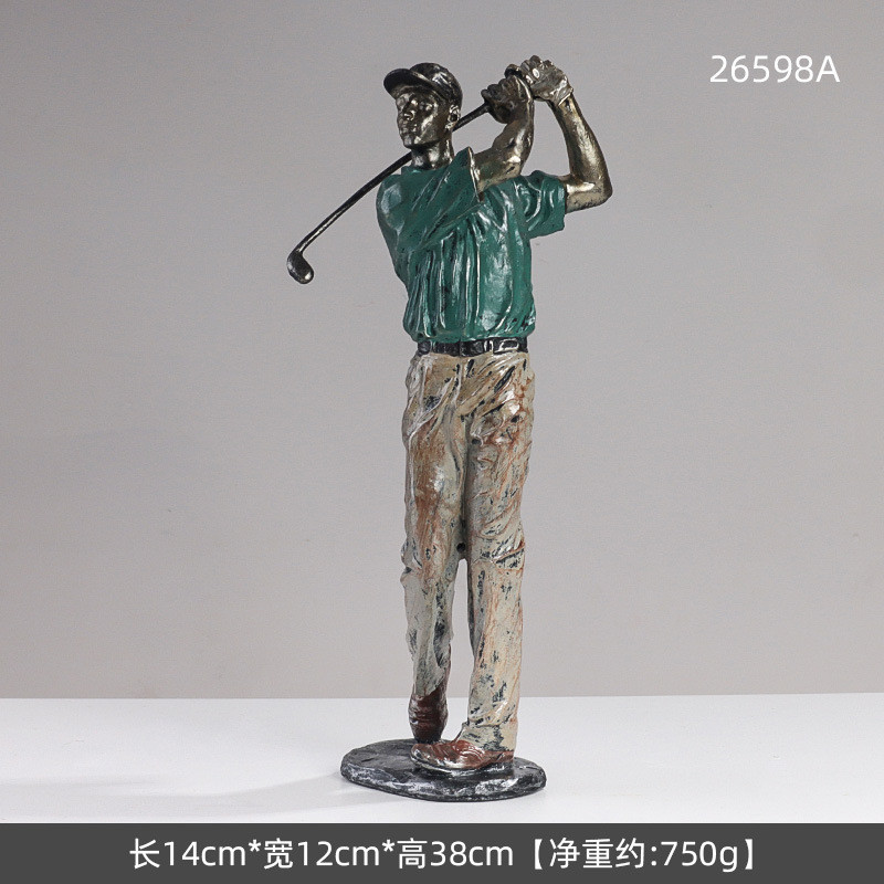 简约客厅运动人物树脂工艺品创意高尔夫家居书房书桌装饰摆件