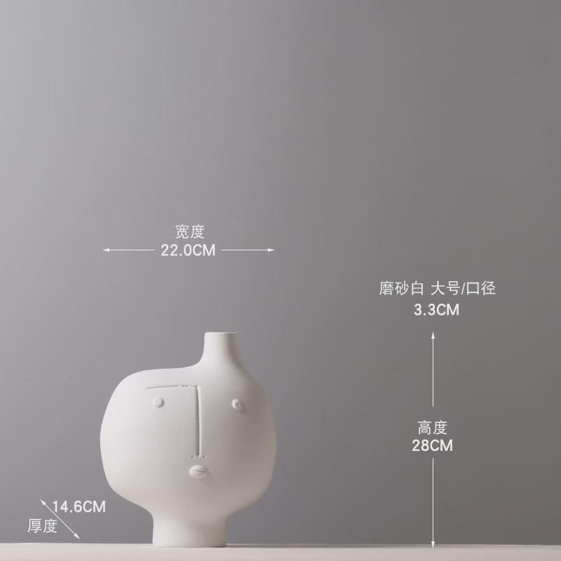 创意人脸花器样板房酒店花器装饰摆件磨砂插花会所北欧欧式简约