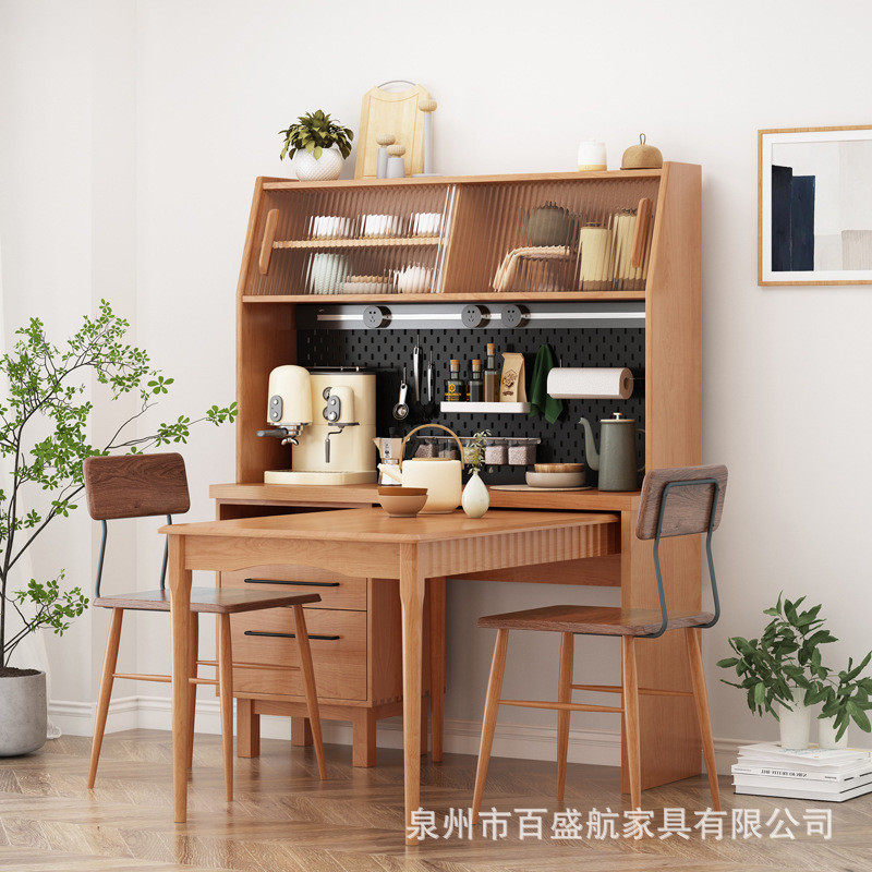 北欧实木餐边柜日式简约橱柜酒柜小户型高柜茶水柜餐桌一体靠墙柜,住宅家具,餐边柜,淘宝优惠券,粉丝福利购,淘宝优惠卷